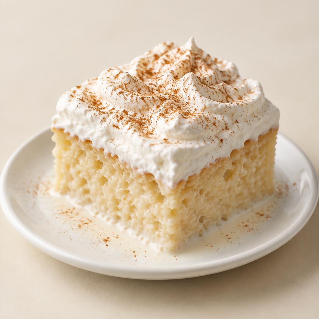Mini original tres leches with whipped cream and cinnamon